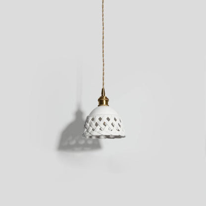 Céravelle | Lampe Suspendue – Céramique artisanale émail blanc mat