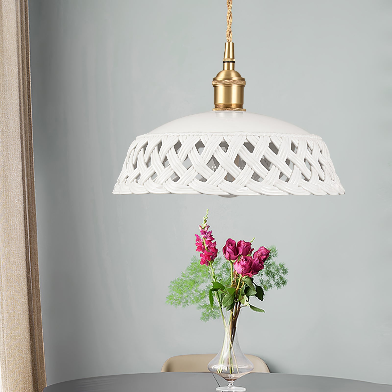 Céravelle | Lampe Suspendue – Céramique artisanale émail blanc mat