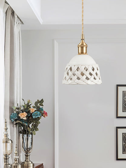 Céravelle | Lampe Suspendue – Céramique artisanale émail blanc mat