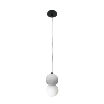 Soléra | Suspension Géométrique – Verre Opale et Grès Volcanique