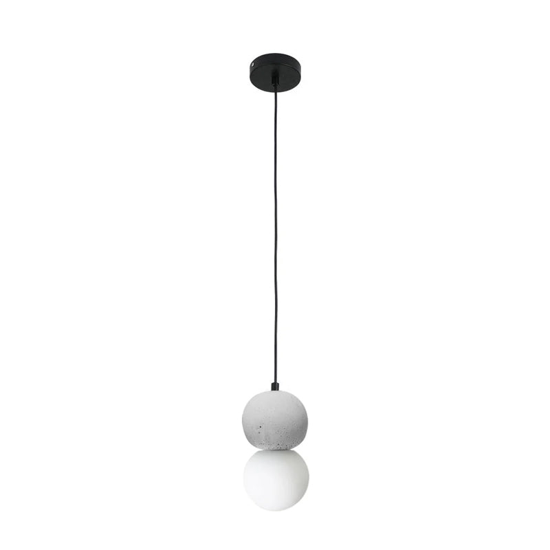 Soléra | Suspension Géométrique – Verre Opale et Grès Volcanique