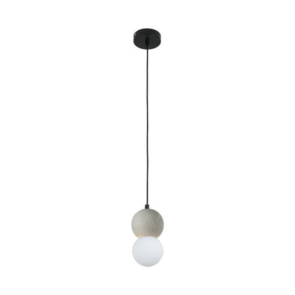 Soléra | Suspension Géométrique – Verre Opale et Grès Volcanique