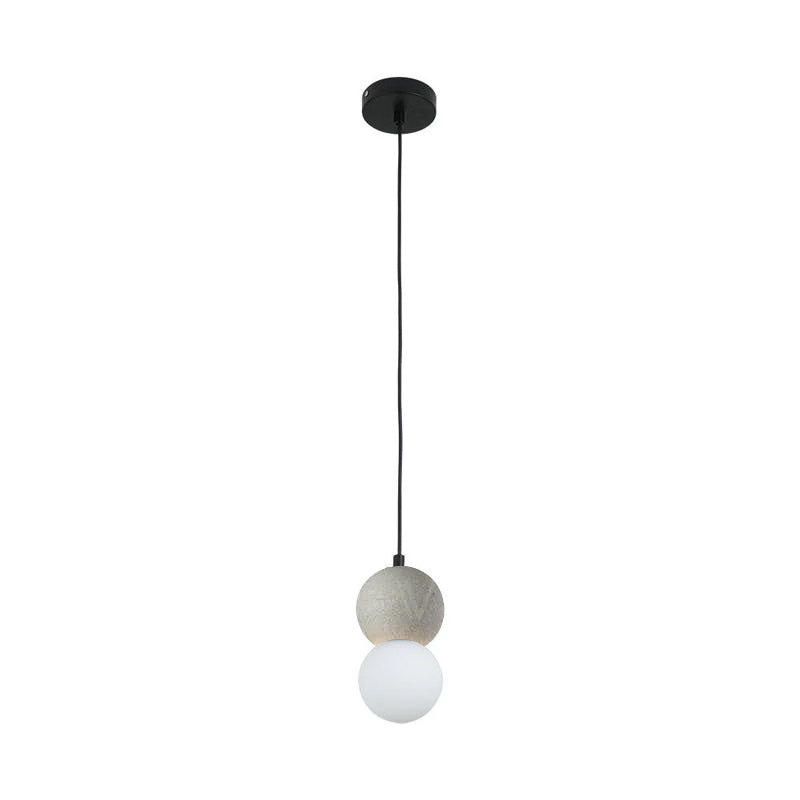 Soléra | Suspension Géométrique – Verre Opale et Grès Volcanique