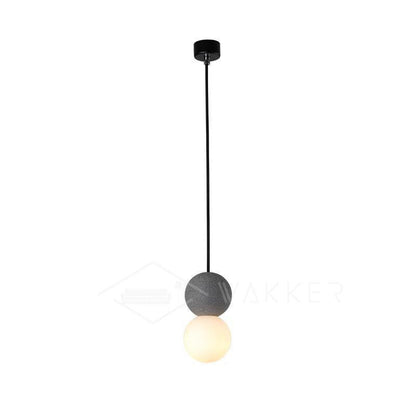 Soléra | Suspension Géométrique – Verre Opale et Grès Volcanique