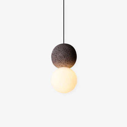 Soléra | Suspension Géométrique – Verre Opale et Grès Volcanique