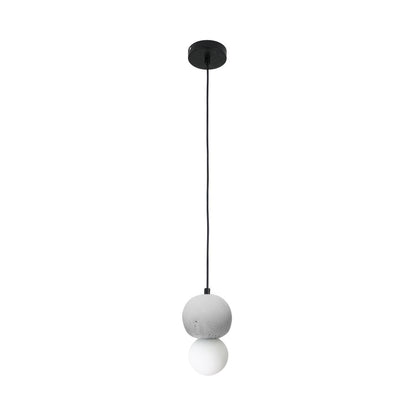 Soléra | Suspension Géométrique – Verre Opale et Grès Volcanique