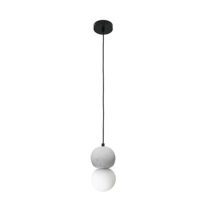 Soléra | Suspension Géométrique – Verre Opale et Grès Volcanique