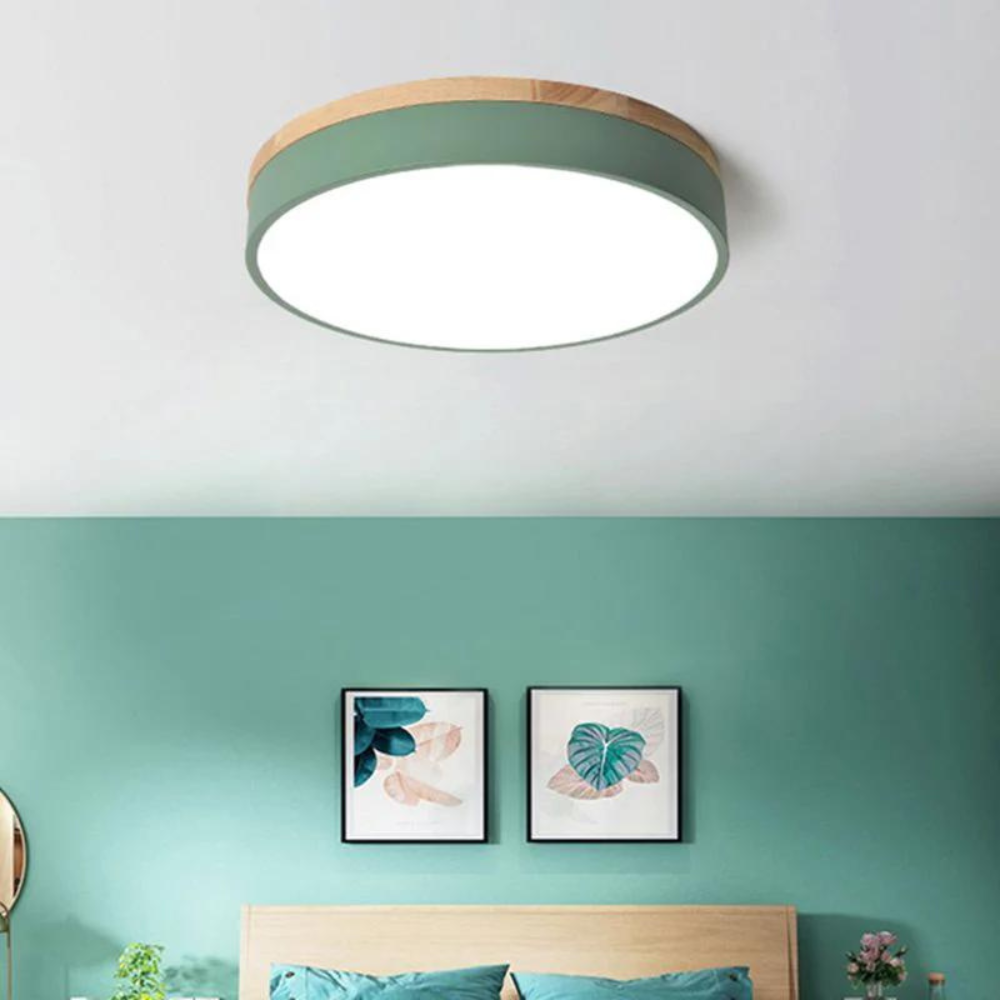 Plafonnier Design Scandinave en Bois Naturel et Métal – Luminaire Minimaliste pour Salon 1