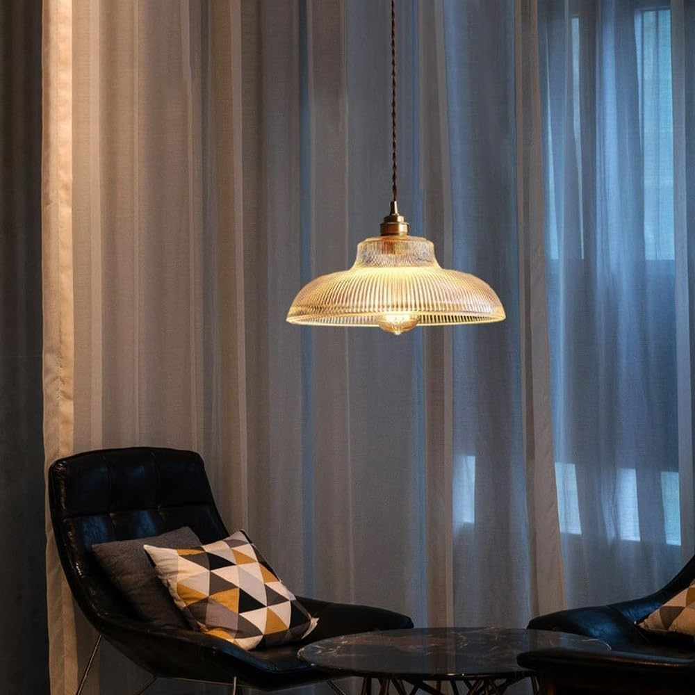 Plafonnier LED en Cristal Élégant pour Salon – Design Rétro Classique avec Abat-jour en Verre, Longueur Ajustable 3