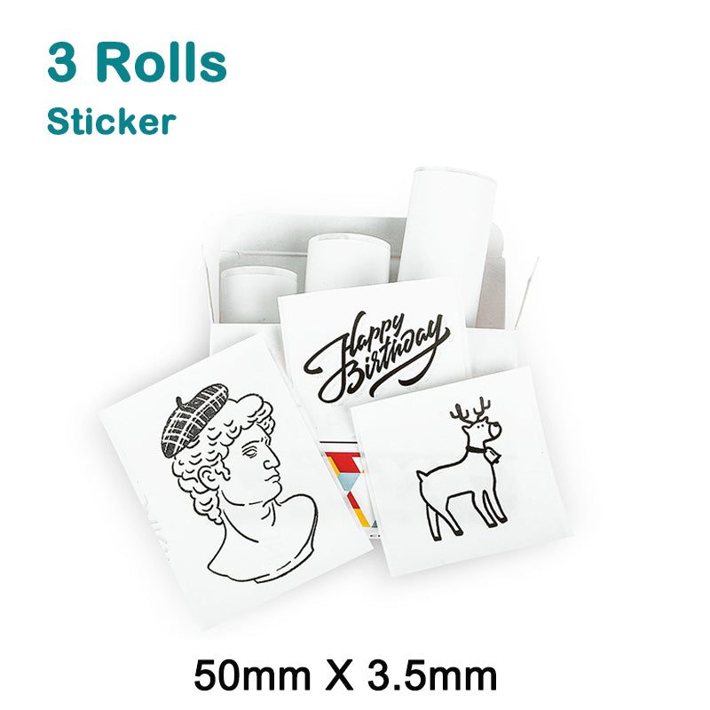 Printello - Mini Imprimante Thermique Portable Sans Encre 3 Rouleaux De Papier Autocollant Supplémentaires