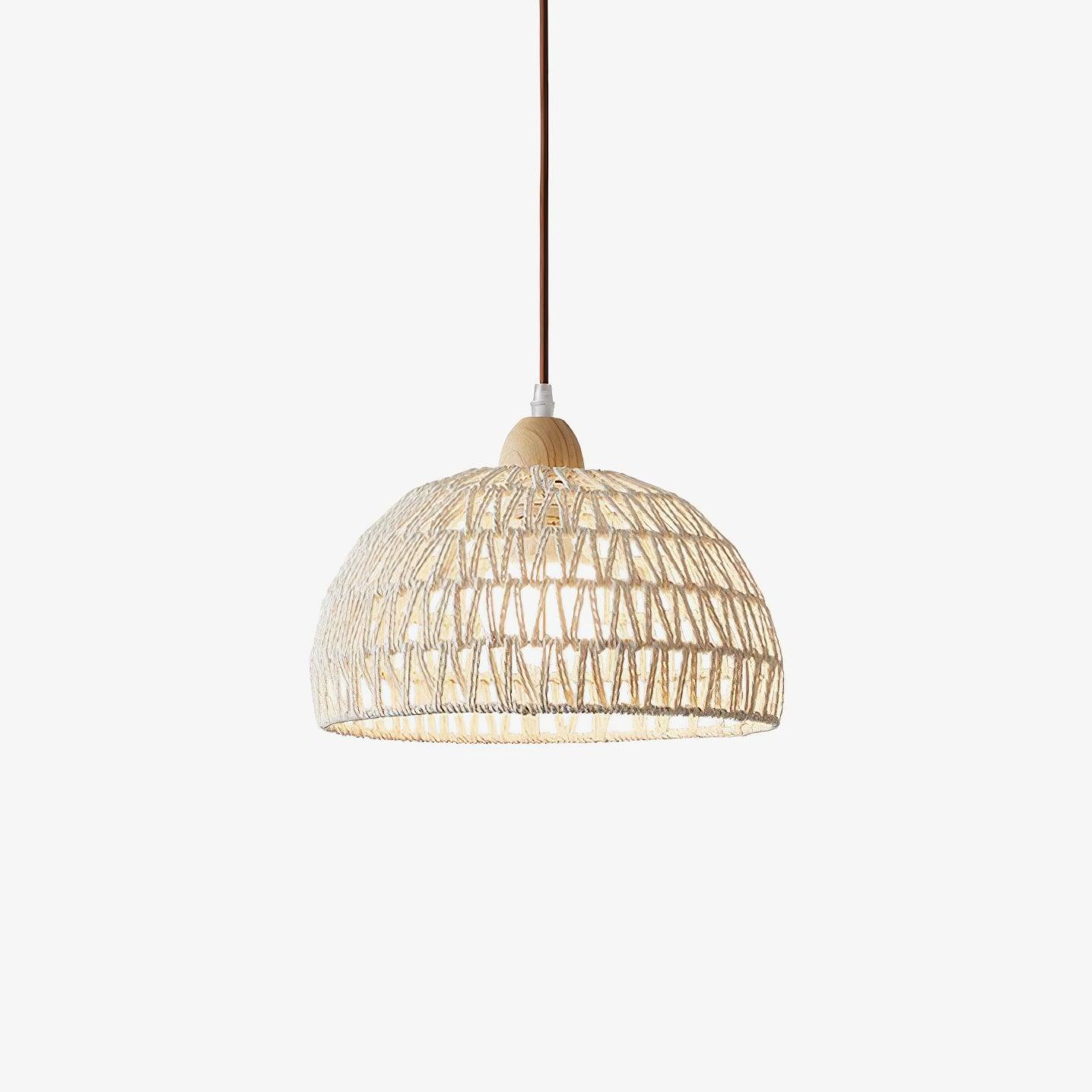Osierelle | Lampe Suspendue en Rotin – Arc élégant lumière douce
