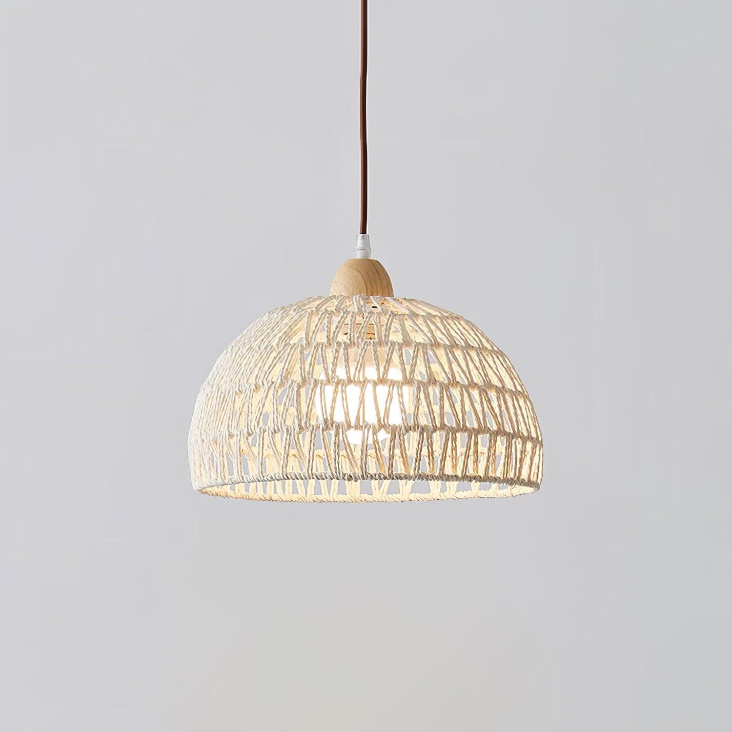 Osierelle | Lampe Suspendue en Rotin – Arc élégant lumière douce