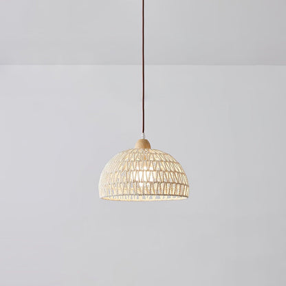 Osierelle | Lampe Suspendue en Rotin – Arc élégant lumière douce