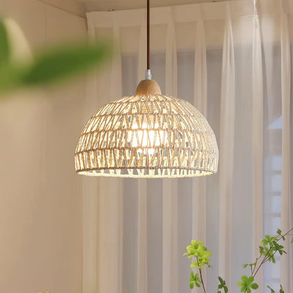 Osierelle | Lampe Suspendue en Rotin – Arc élégant lumière douce