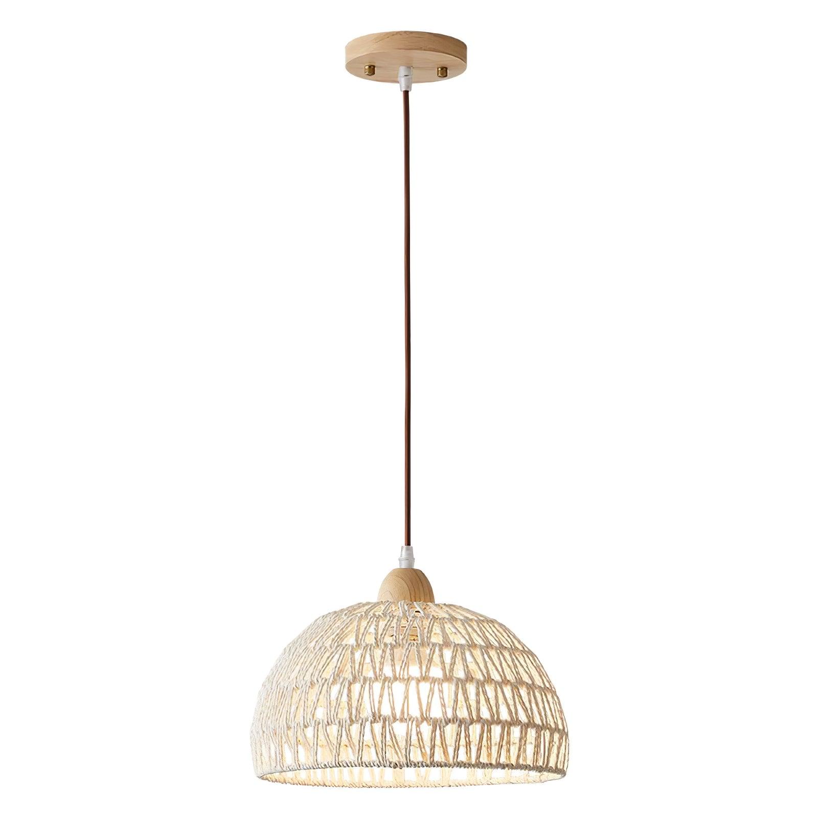 Osierelle | Lampe Suspendue en Rotin – Arc élégant lumière douce