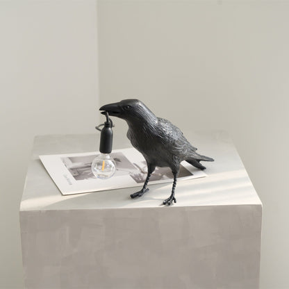 Corvélis | Lampe de Table – Corbeau sculpté résine style moderne