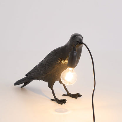 Corvélis | Lampe de Table – Corbeau sculpté résine style moderne