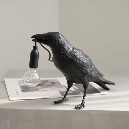Corvélis | Lampe de Table – Corbeau sculpté résine style moderne
