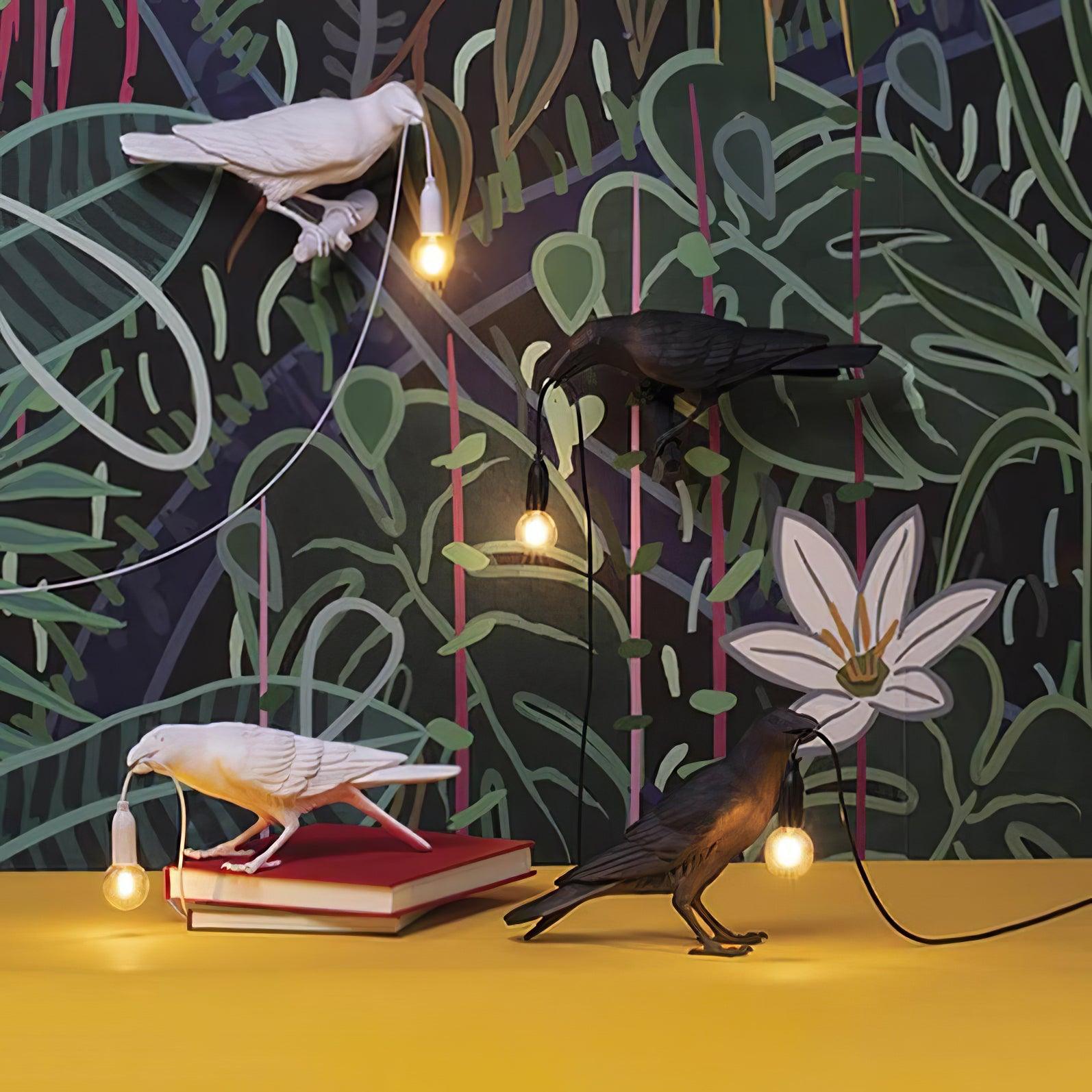 Corvélis | Lampe de Table – Corbeau sculpté résine style moderne