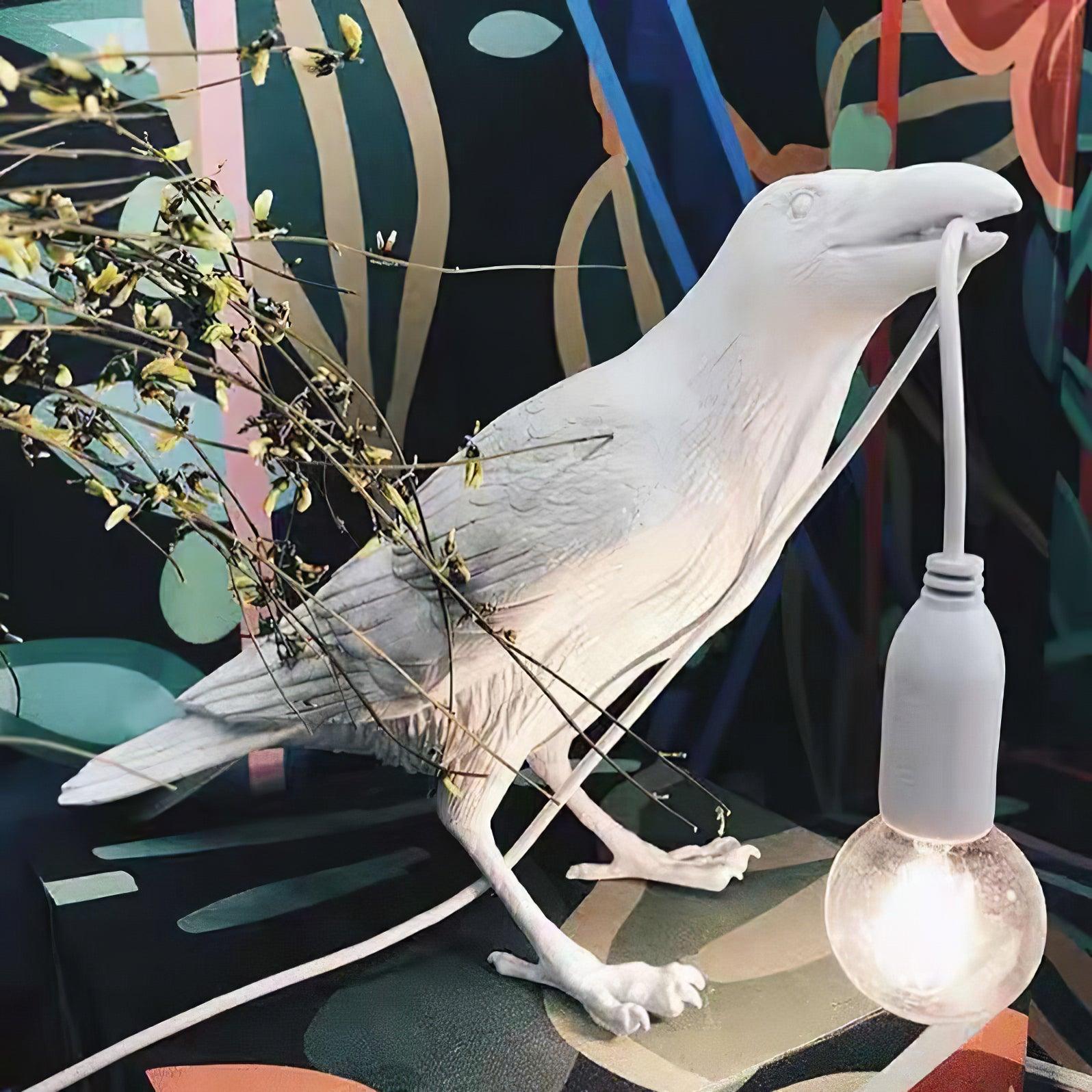 Corvélis | Lampe de Table – Corbeau sculpté résine style moderne