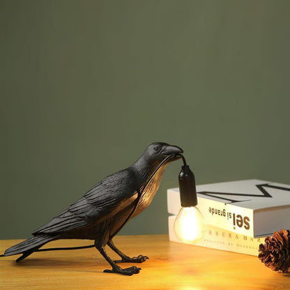 Corvélis | Lampe de Table – Corbeau sculpté résine style moderne