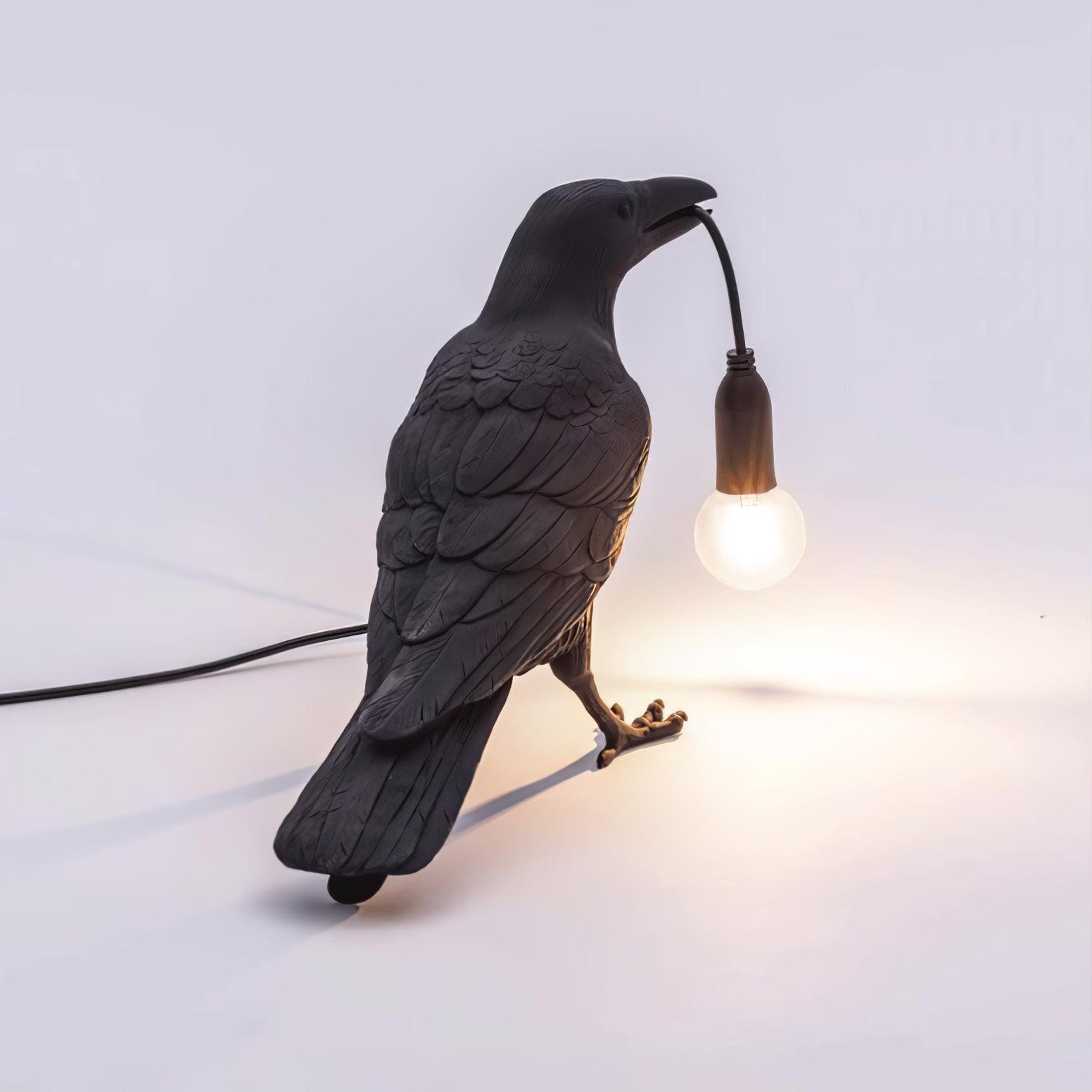 Corvélis | Lampe de Table – Corbeau sculpté résine style moderne