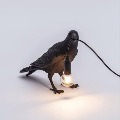 Corvélis | Lampe de Table – Corbeau sculpté résine style moderne