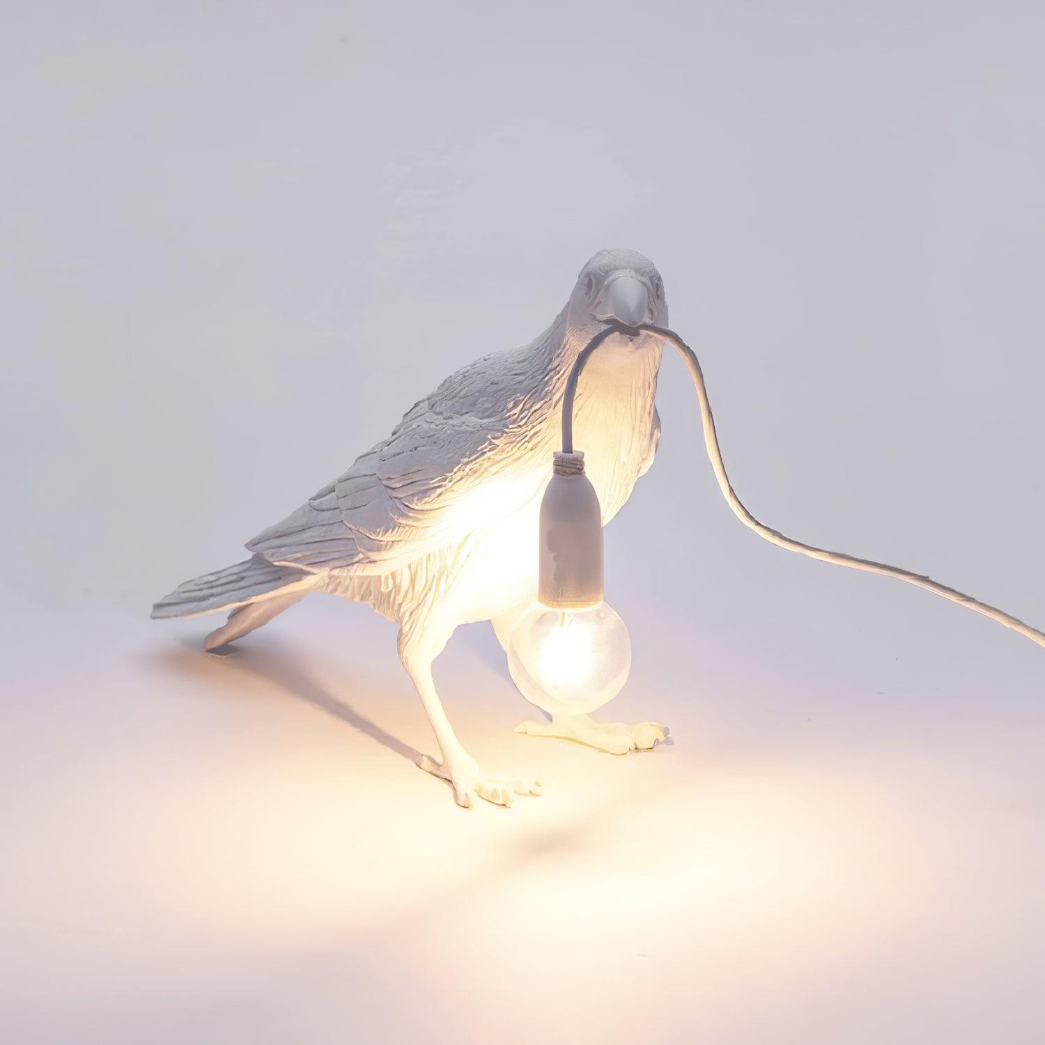 Corvélis | Lampe de Table – Corbeau sculpté résine style moderne