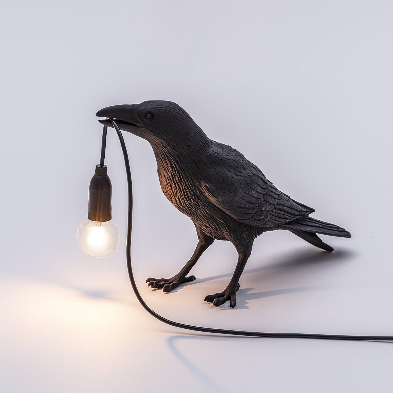 Corvélis | Lampe de Table – Corbeau sculpté résine style moderne