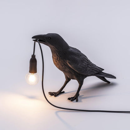 Corvélis | Lampe de Table – Corbeau sculpté résine style moderne