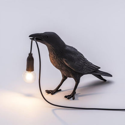 Corvélis | Lampe de Table – Corbeau sculpté résine style moderne