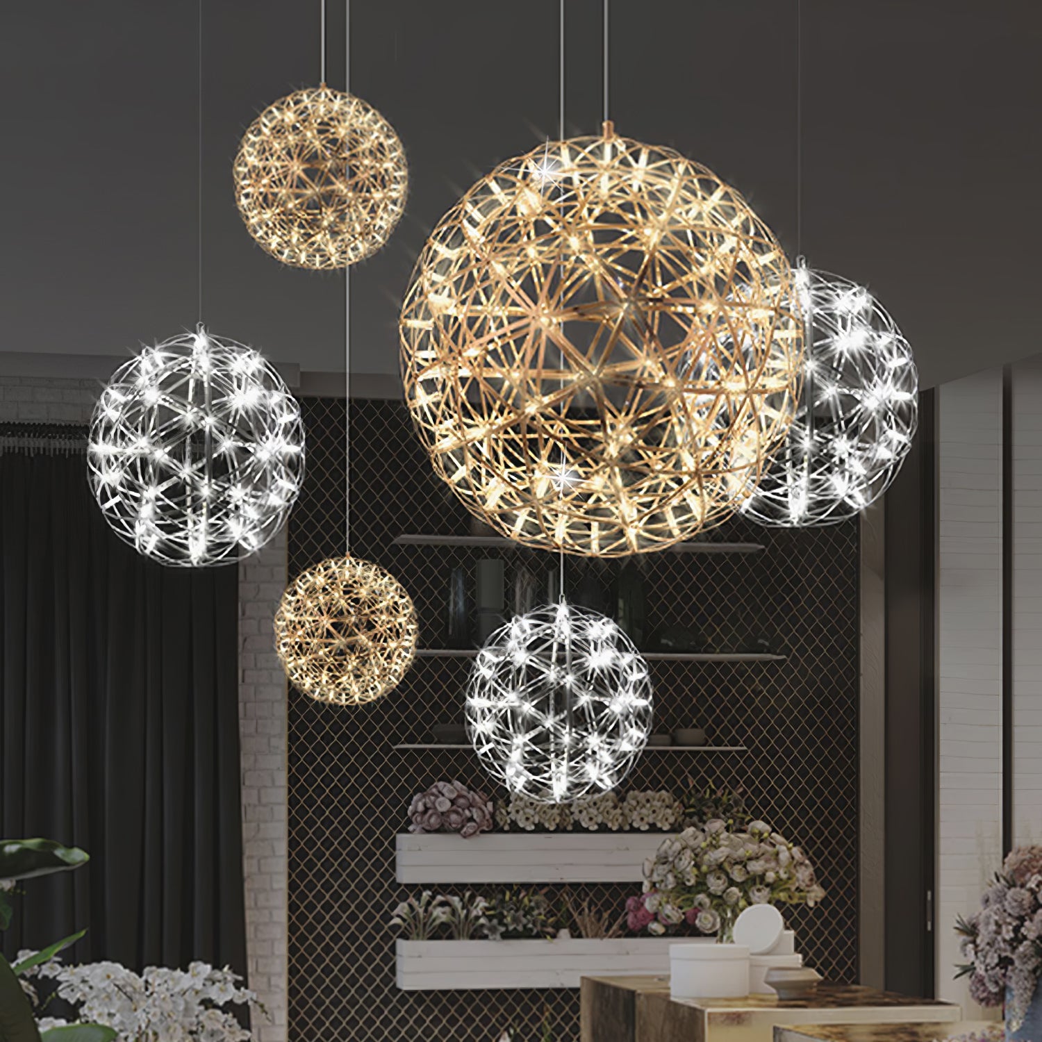 Stelliora | Lustre Boule LED – Éclat étoilé design contemporain