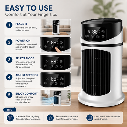 Thermya - Rafraichisseur D'air Cylindrique Sur Socle