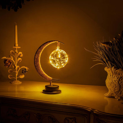 Auréna | Lampe de Table – Design Lunaire et Élégance Étoilée Éclat doré Lumière chaude