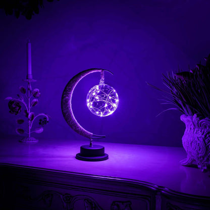 Auréna | Lampe de Table – Design Lunaire et Élégance Étoilée Violet cosmique Lumière chaude
