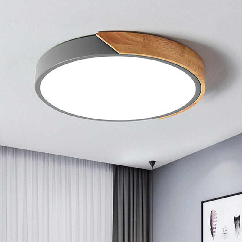 Aurévo | Plafonnier LED – Élégance Moderne et Détails en Bois Gris 30 cm