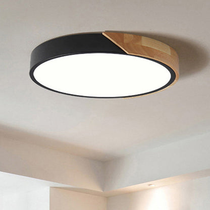 Aurévo | Plafonnier LED – Élégance Moderne et Détails en Bois Noir 30 cm