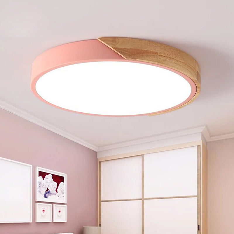 Aurévo | Plafonnier LED – Élégance Moderne et Détails en Bois Rose 30 cm