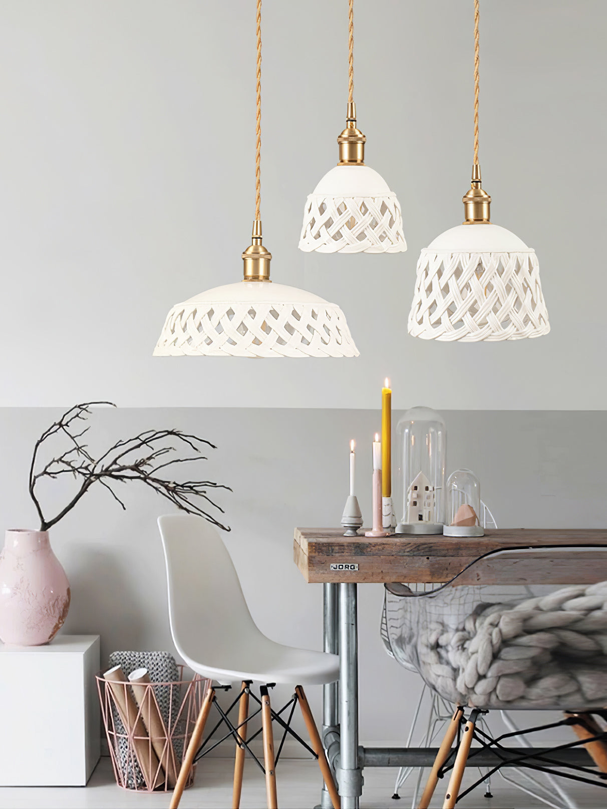 Céravelle | Lampe Suspendue – Céramique artisanale émail blanc mat