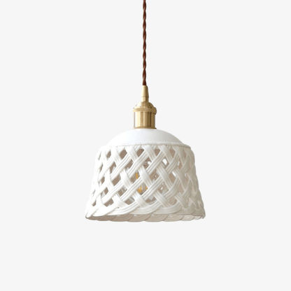 Céravelle | Lampe Suspendue – Céramique artisanale émail blanc mat