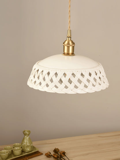 Céravelle | Lampe Suspendue – Céramique artisanale émail blanc mat