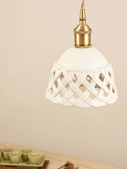 Céravelle | Lampe Suspendue – Céramique artisanale émail blanc mat