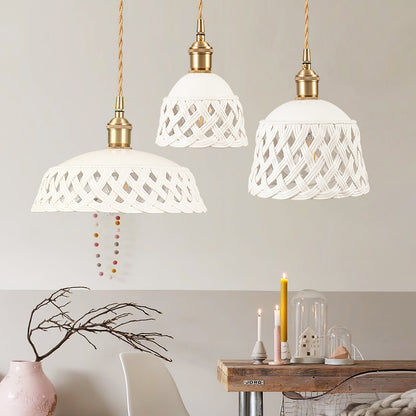Céravelle | Lampe Suspendue – Céramique artisanale émail blanc mat