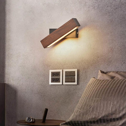 Clairvoie | Applique Murale LED – Rotation à 360° & design nordique Bois Foncé
