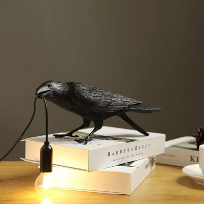 Corvélis | Lampe de Table – Corbeau sculpté résine style moderne