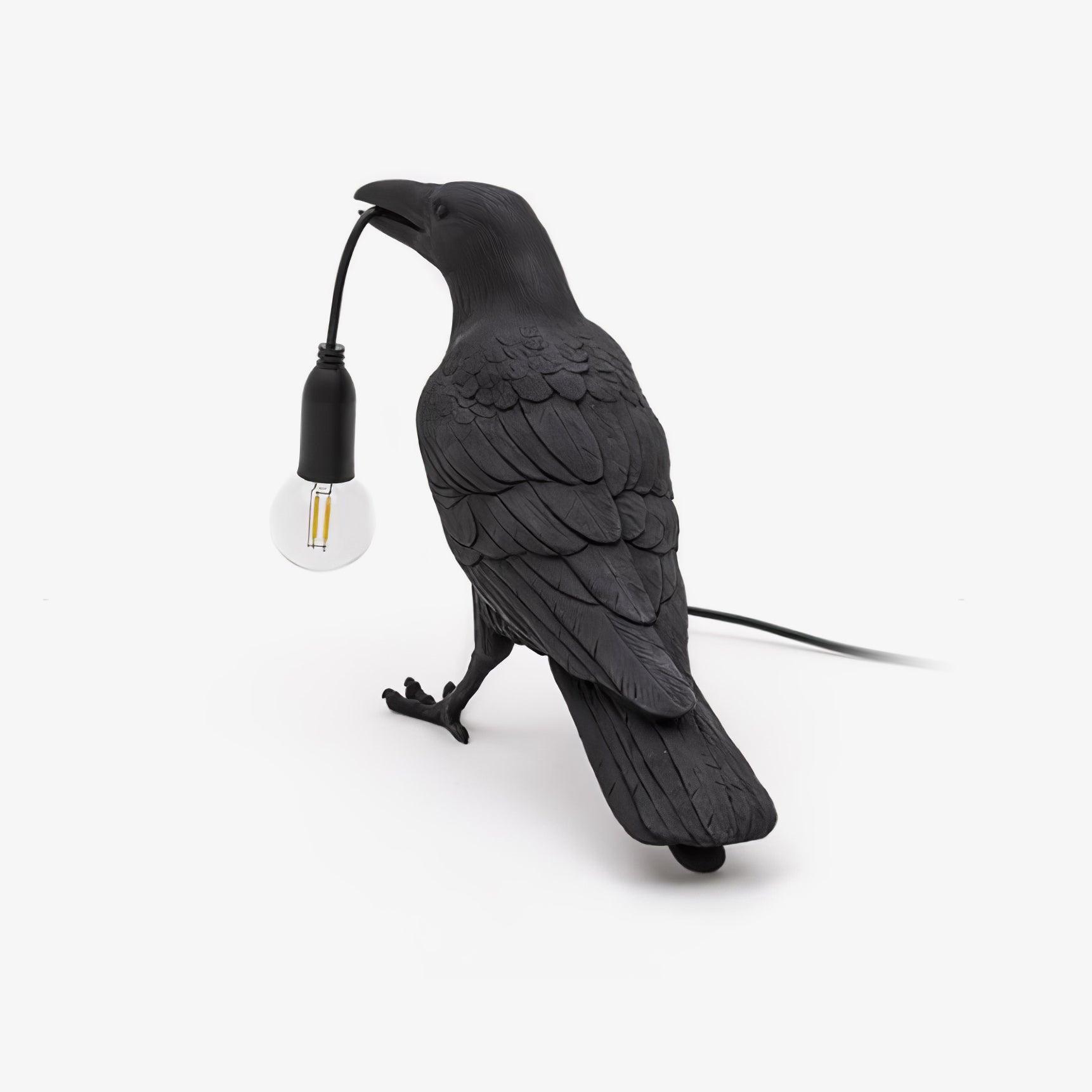 Corvélis | Lampe de Table – Corbeau sculpté résine style moderne
