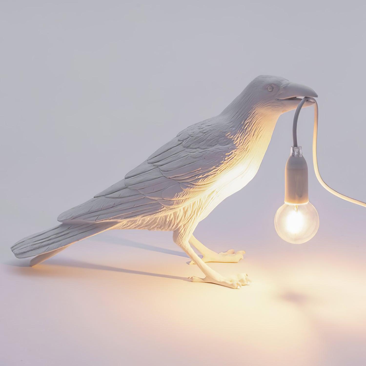 Corvélis | Lampe de Table – Corbeau sculpté résine style moderne