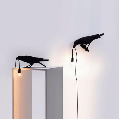 Corvélis | Lampe de Table – Corbeau sculpté résine style moderne