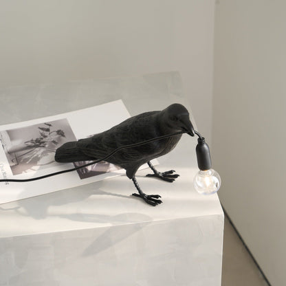 Corvélis | Lampe de Table – Corbeau sculpté résine style moderne