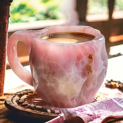 Cristava | Mug en Cristal Minéral – Élégance Artisanale & Design Unique Quartz Rose
